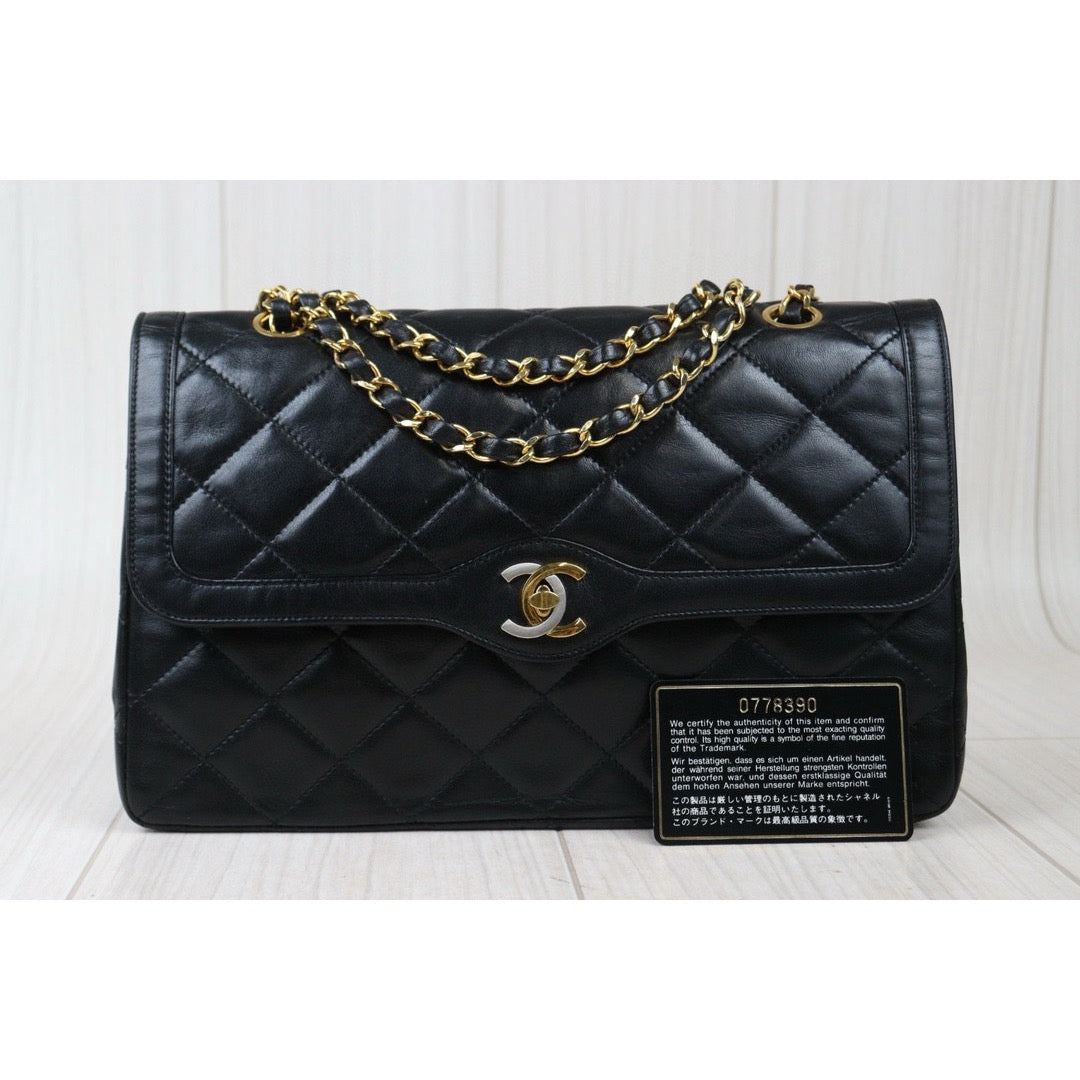 Rank A ｜ CHANEL Paris Limited Series Matrasse Classic Double Flap 28 Shoulder Bag Black Made In 1986-1988Year｜24071906