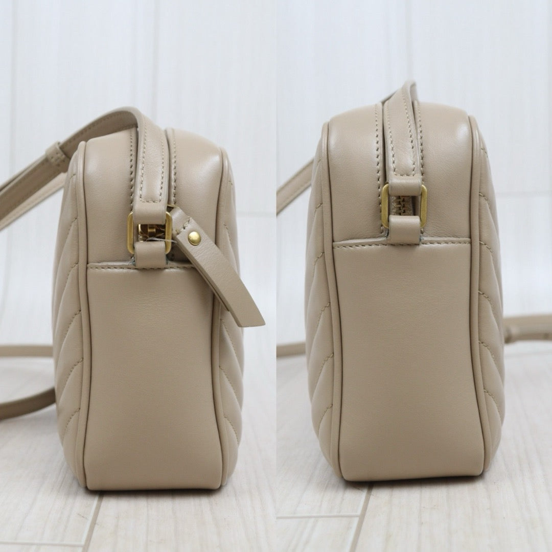 Very Good ( Rank A)｜  Saint Laurent YSL Skin Calf Leather Camera Shoulder Bag Beige｜P25101303