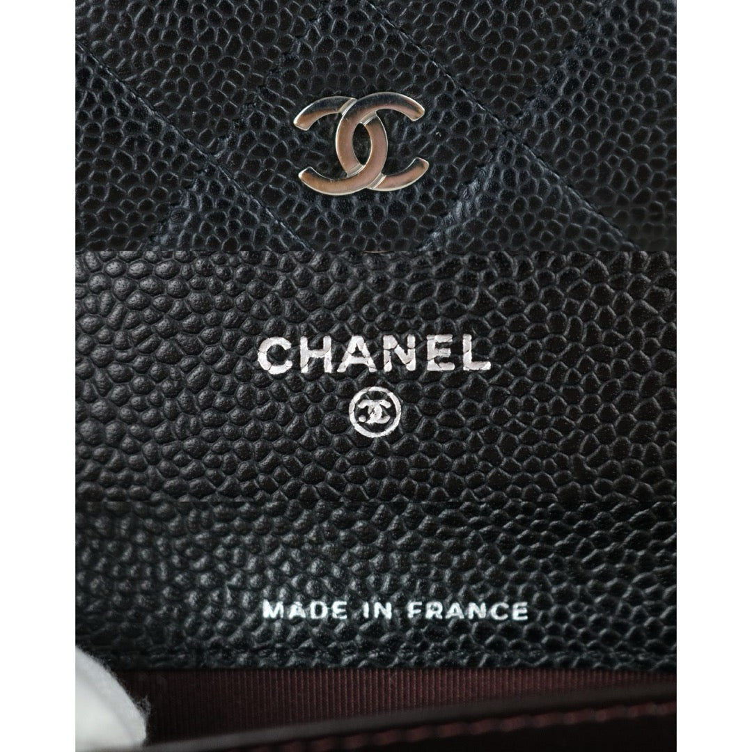 Include Entrupy Certificate of Authenticity｜Very Good ( Rank A)｜CHANEL Caviar Skin Black Long Wallet Made In 2014Year｜X26061203