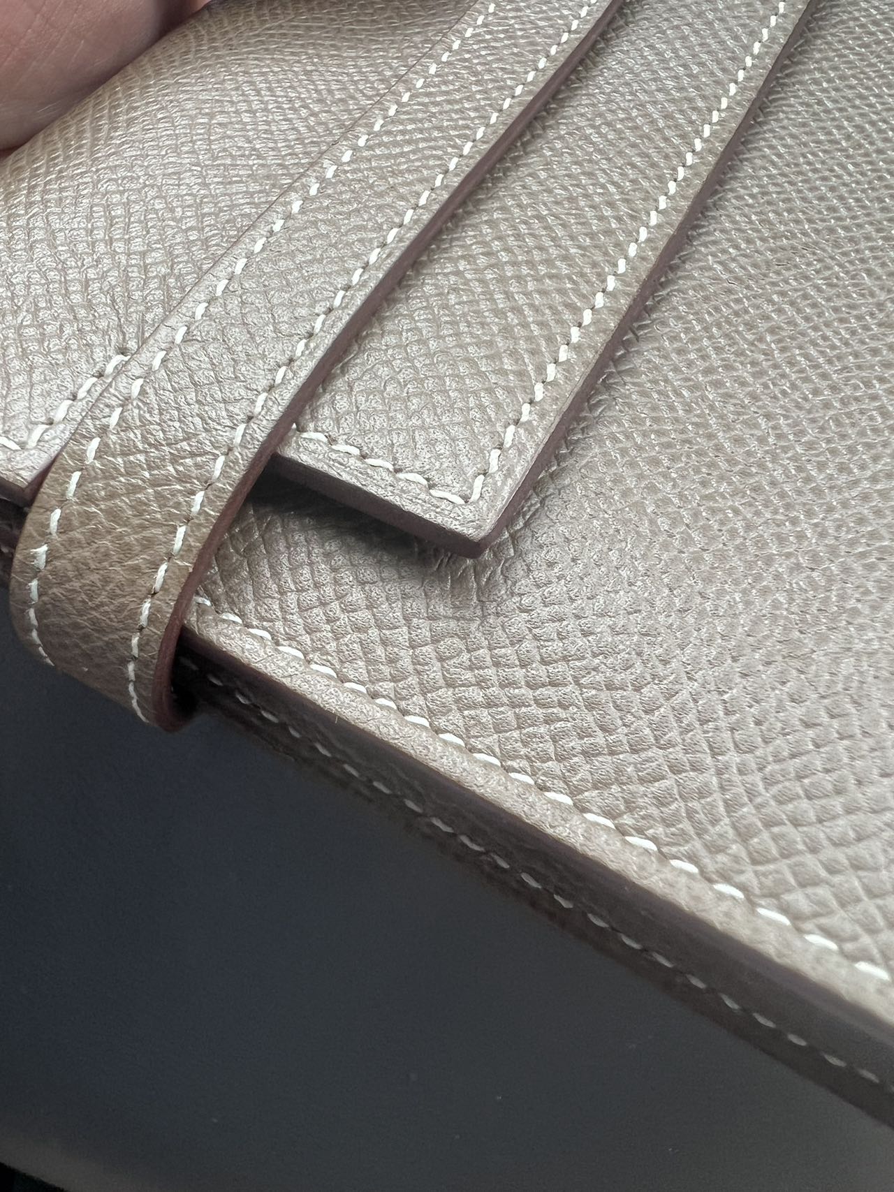 HERMES Epsom Kelly Wallet Gray C Stamp