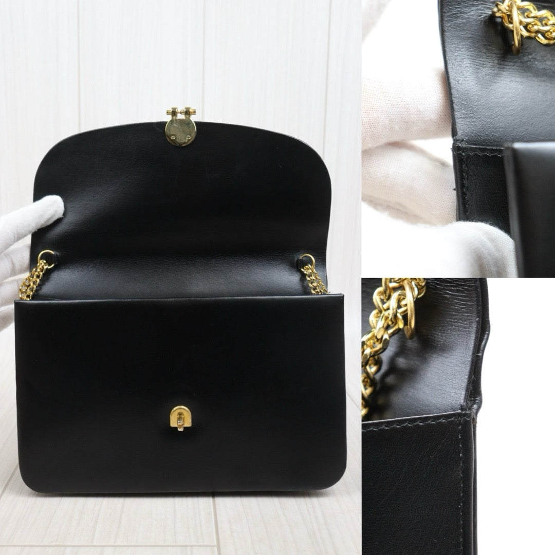 Very Good ( Rank A)｜Dior Vintage Calf Leather Chain Shoulder Bag Black ｜26020613