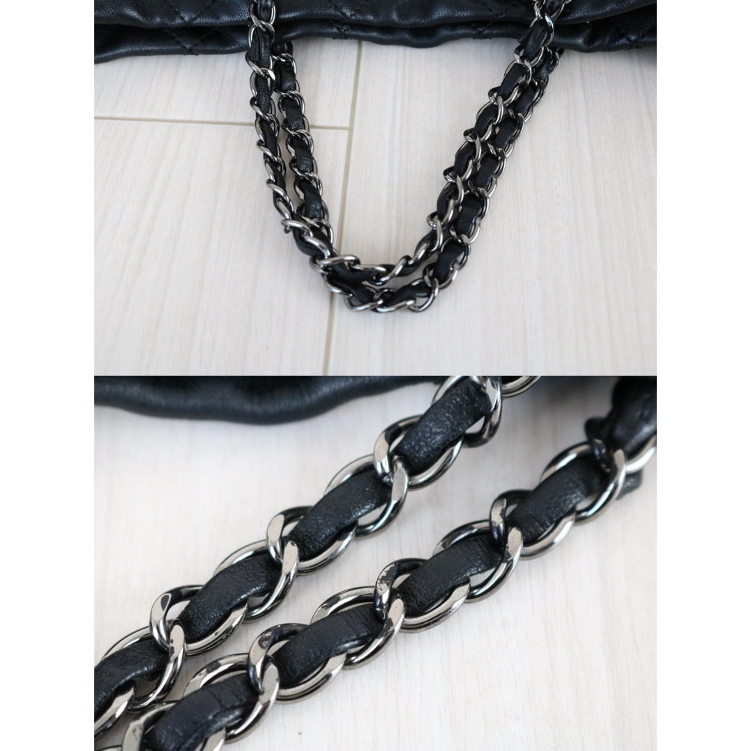 Include Entrupy Certificate of Authenticity｜Good ( Rank AB) ｜ CHANEL  Lamb Skin Matrasse Chain 2 Way ToteBag Shoulder Bag Black Made In 2011Year ｜S26030813