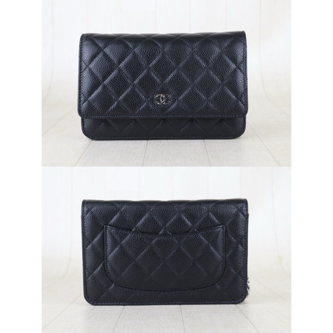 Include Entrupy Certificate of Authenticity｜Very Good ( Rank A)｜CHANEL Caviar Skin WOC Chain Bag Black IC Chips Model｜S26072532
