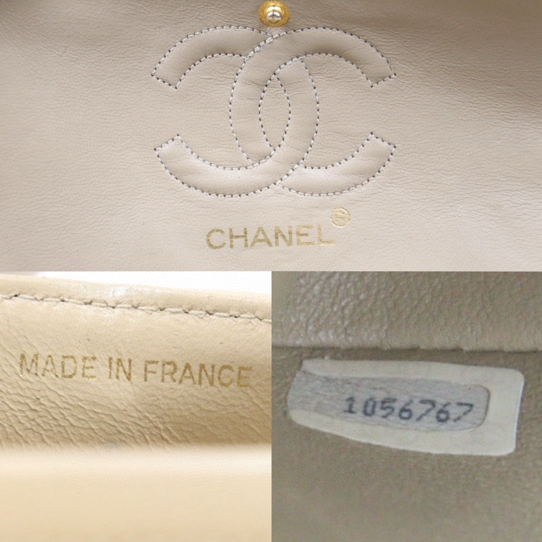 Good ( Rank AB)｜ CHANEL  Lamb Skin Beige Double Flap 23 Shoulder Bag Made in 1989-1991 Year ｜P24110109