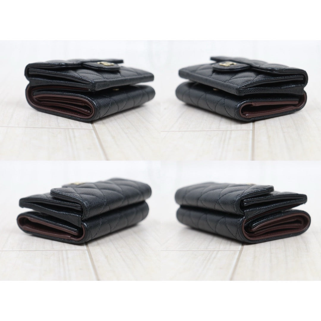 Good ( Rank AB)｜Chanel Caviar Skin Black Wallet IC Chips Model ｜25082205