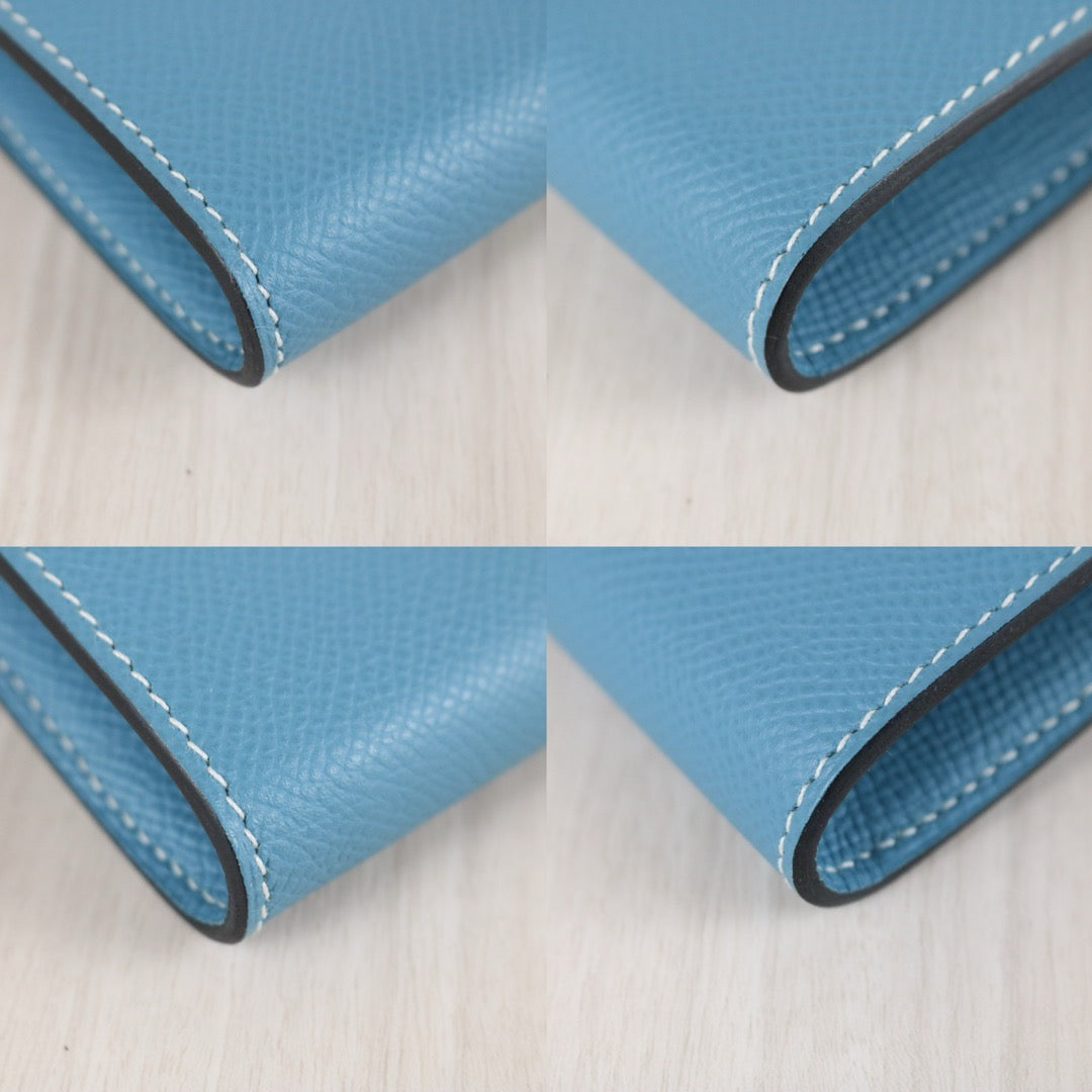 Excellent（Rank SA)｜ HERMES Epson Kelly Long Wallet Blue Jean □O Stamp Made In 2011Year｜X25121403