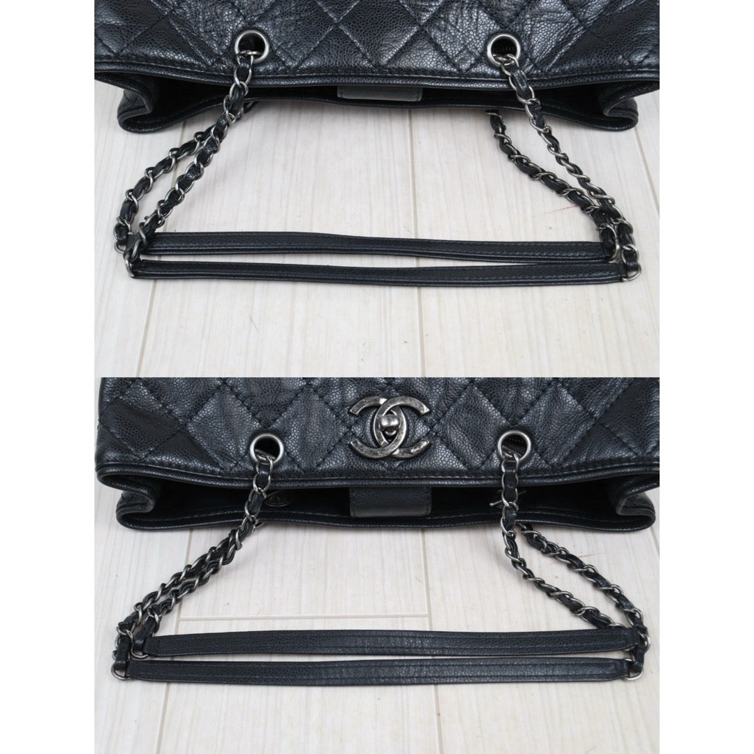 Very Good ( Rank A)｜ CHANEL Caviar Skin  Matrasse Chain Tote Bag Black Made In 2014～2015Year｜25121811