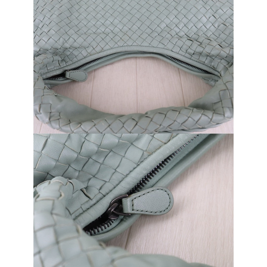 Include Entrupy Certificate of Authenticity｜Good ( Rank AB)｜ Bottega Veneta Lamb Skin Braid Shoulder Bag Glacier｜S26073106