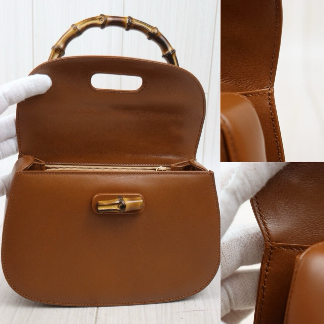 Very Good ( Rank A) ｜ GUCCI Vintage Bamboo Hand Bag With Shoulder Strap Brown ｜V24122606