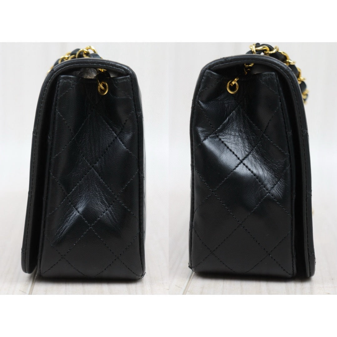 Good ( Rank AB)｜ CHANEL Matrasse Lamb Skin Chain Bag Black Made in 1989-1991 Year｜25020618