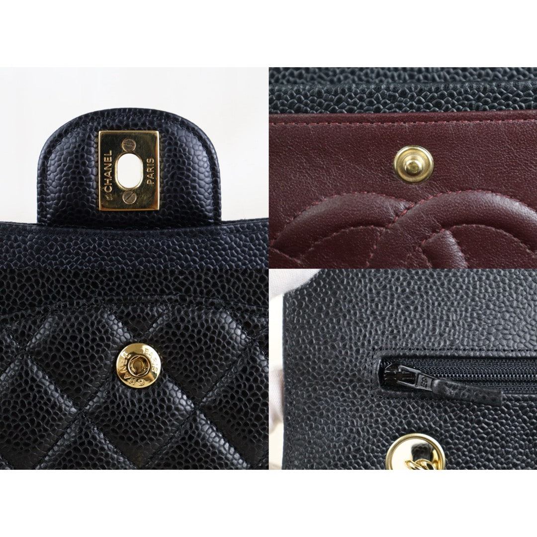 Include Entrupy Certificate of Authenticity｜Very Good ( Rank A)｜ CHANEL Caviar Skin Calf Leather Chain Double Flap 25 Shoulder Bag  Black Made In 2013-2014Year｜S26072545