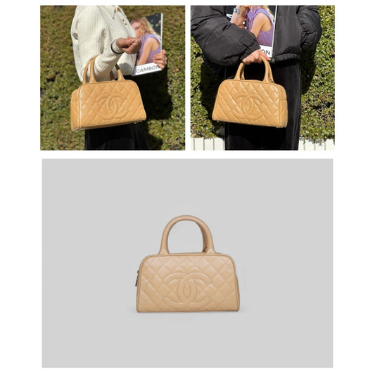 Very Good ( Rank A)｜ CHANEL  Caviar Skin Leather Calf Leather Bowling Bag Hand Bag Made In 2004～2005Year｜S24080804