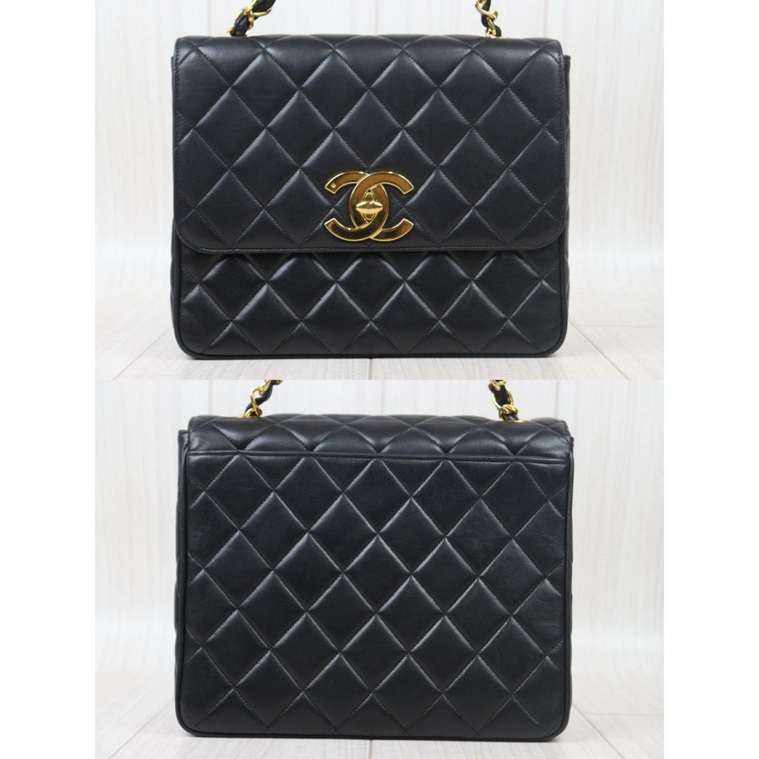 Very Good ( Rank A) ｜ CHANEL Black Lanbskin Square 25 Shoulder Bag Made In 1994～1996Year ｜24102201