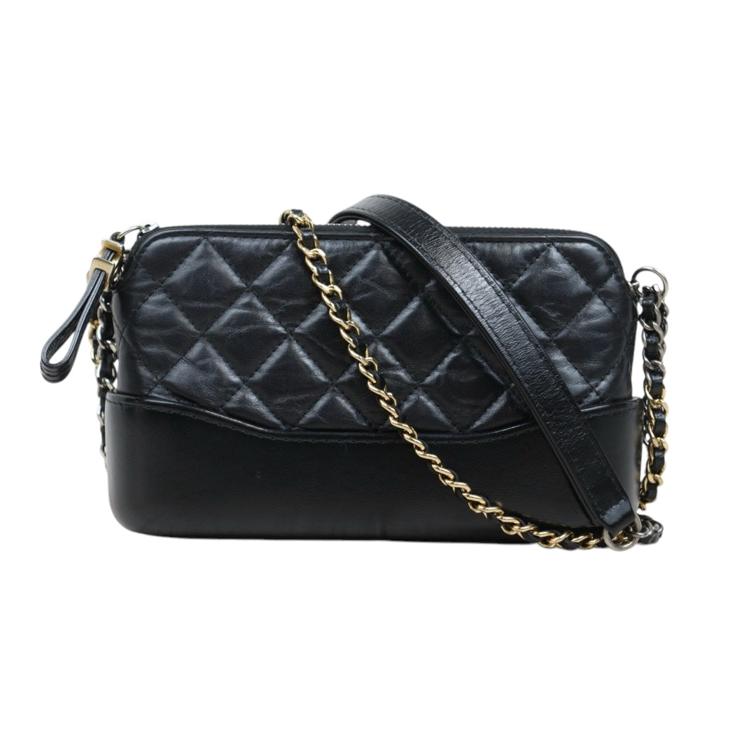 Very Good ( Rank A)｜CHANEL Mini Gabrielle Aged Calfskin Shoulder Bag Black Made in 2019-2020Year｜S25033009