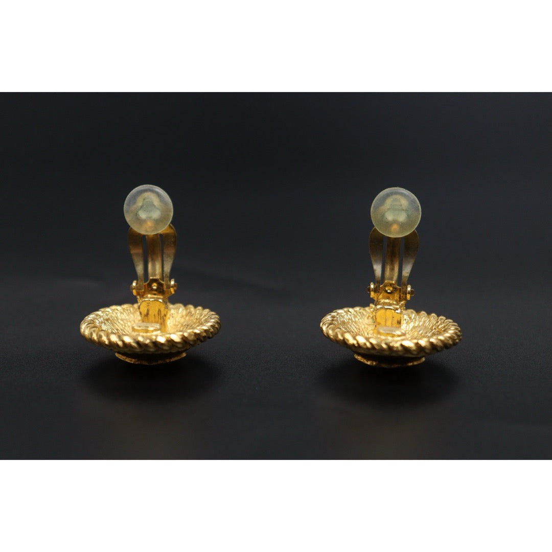Include Authentic Detective Certificate of Authenticity｜Good ( Rank AB) ｜ CHANEL Coco Mark  Weave Gold Earrings ｜Y26040714