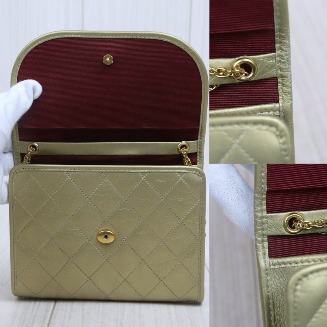 Include Entrupy Certificate of Authenticity｜Very Good ( Rank A)｜ CHANEL Matrasse Lambskin Chain  Bag Caviar Skin Gold  ｜26080622