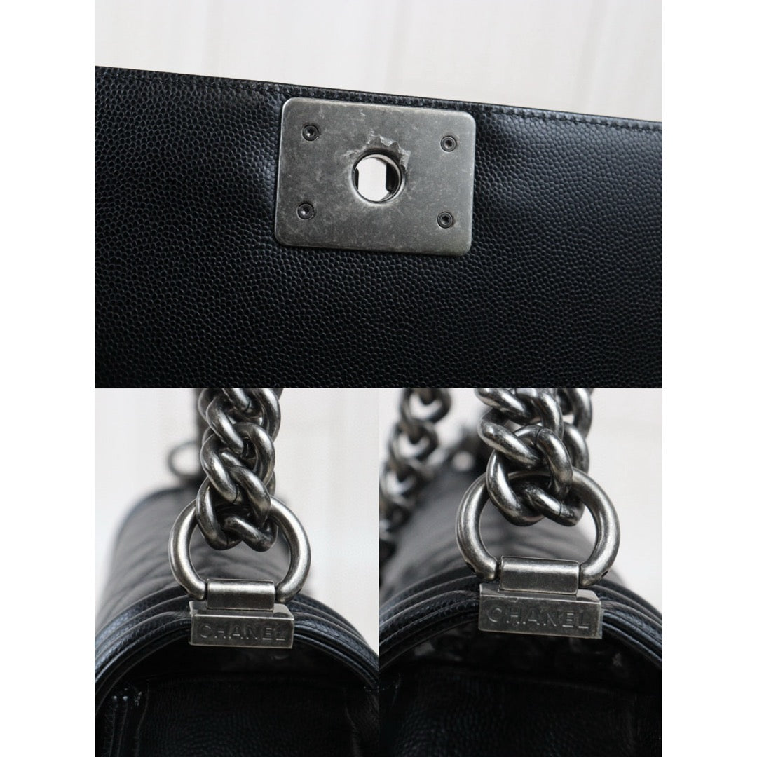 Excellent（Rank SA）｜CHANEL Caviar Skin  LeBoy Chain Shoulder Bag Medium Black  Made In 2019-2020Year｜S24071436