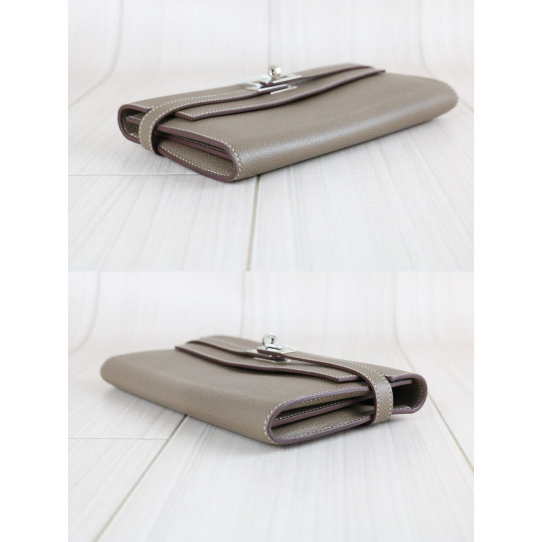 Very Good ( Rank A)｜ HERMES Epsom Kelly Wallet Etoupe Gray A Stamp Made In 2017Year｜W25071028