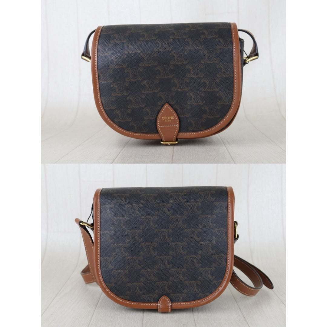 Include Entrupy Certificate of Authenticity｜Good ( Rank AB) ｜ CELINE Macadam Triomphe Cross Body Shoulder Bag Current Model｜S26090729