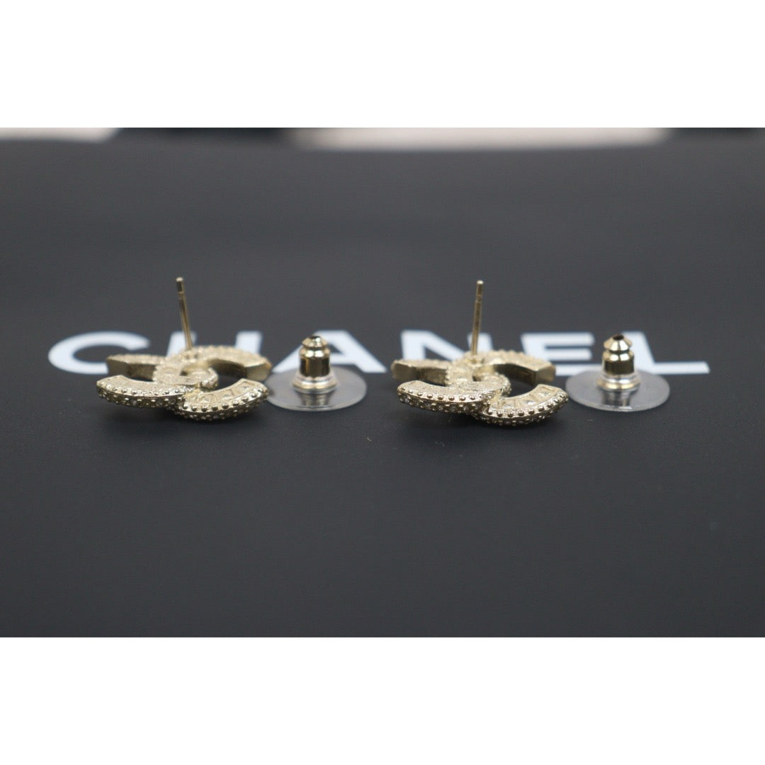 Include Authentic Detective Certificate of Authenticity｜Excellent（Rank SA）｜CHANEL B20V COCO Mark  Rhinestone Earrings Made In 2020Year｜S26050715