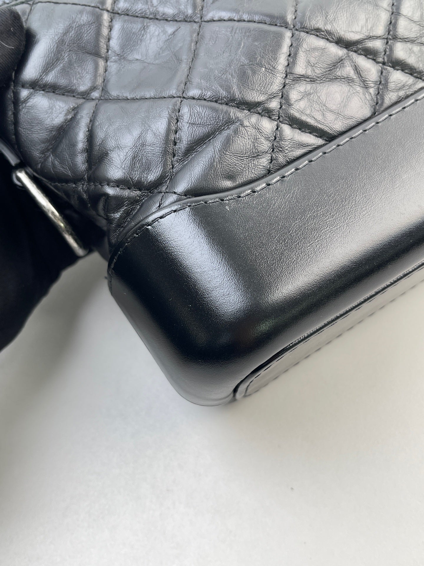 CHANEL PM Gabrielle Calf Leather Handbag Shoulder Bag Black