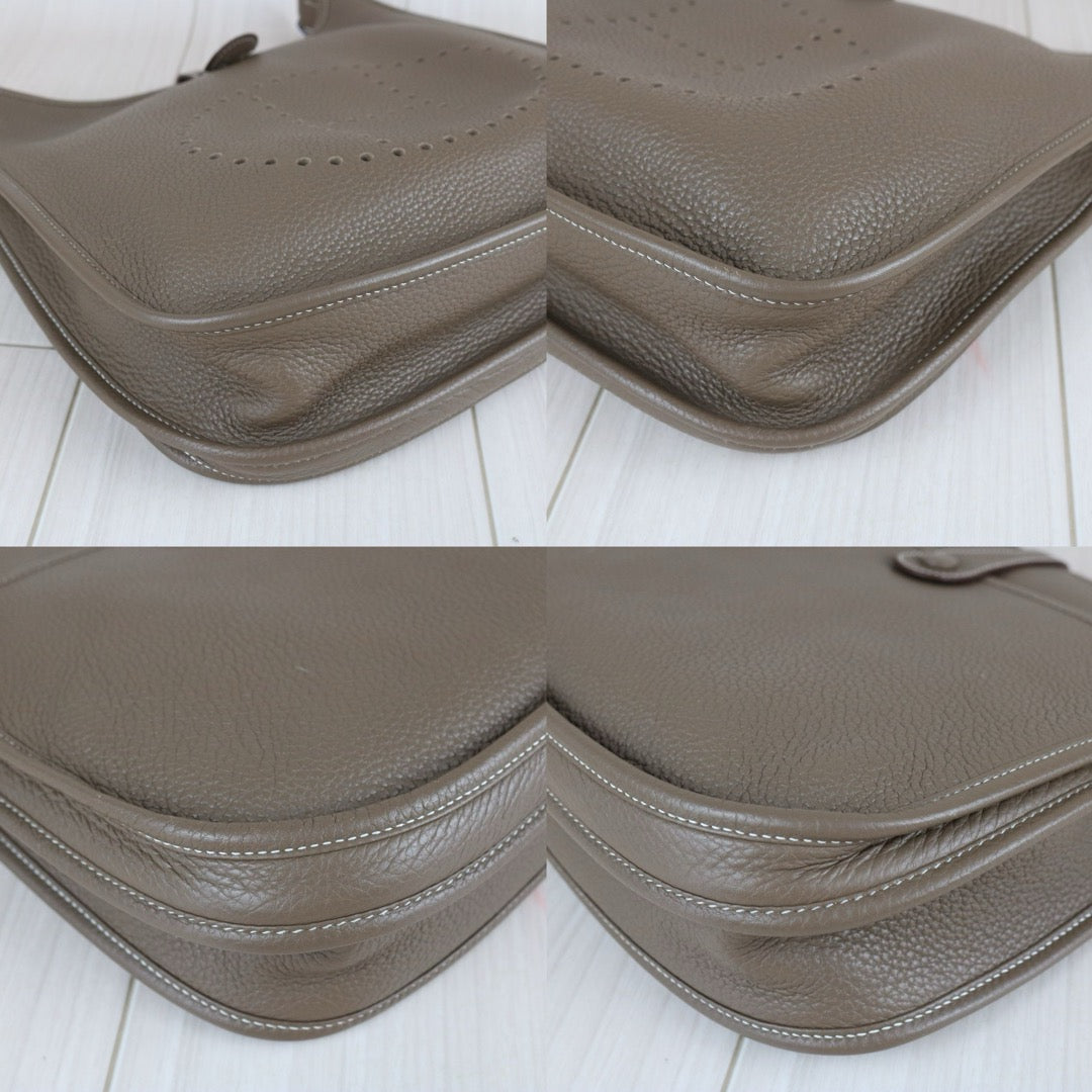 Include Entrupy Certificate of Authenticity｜Very Good ( Rank A)｜ HERMES TC Leather  Evelyne 29 Shoulder Bag Gray Q Stamp Made In 2013Year｜W26071702