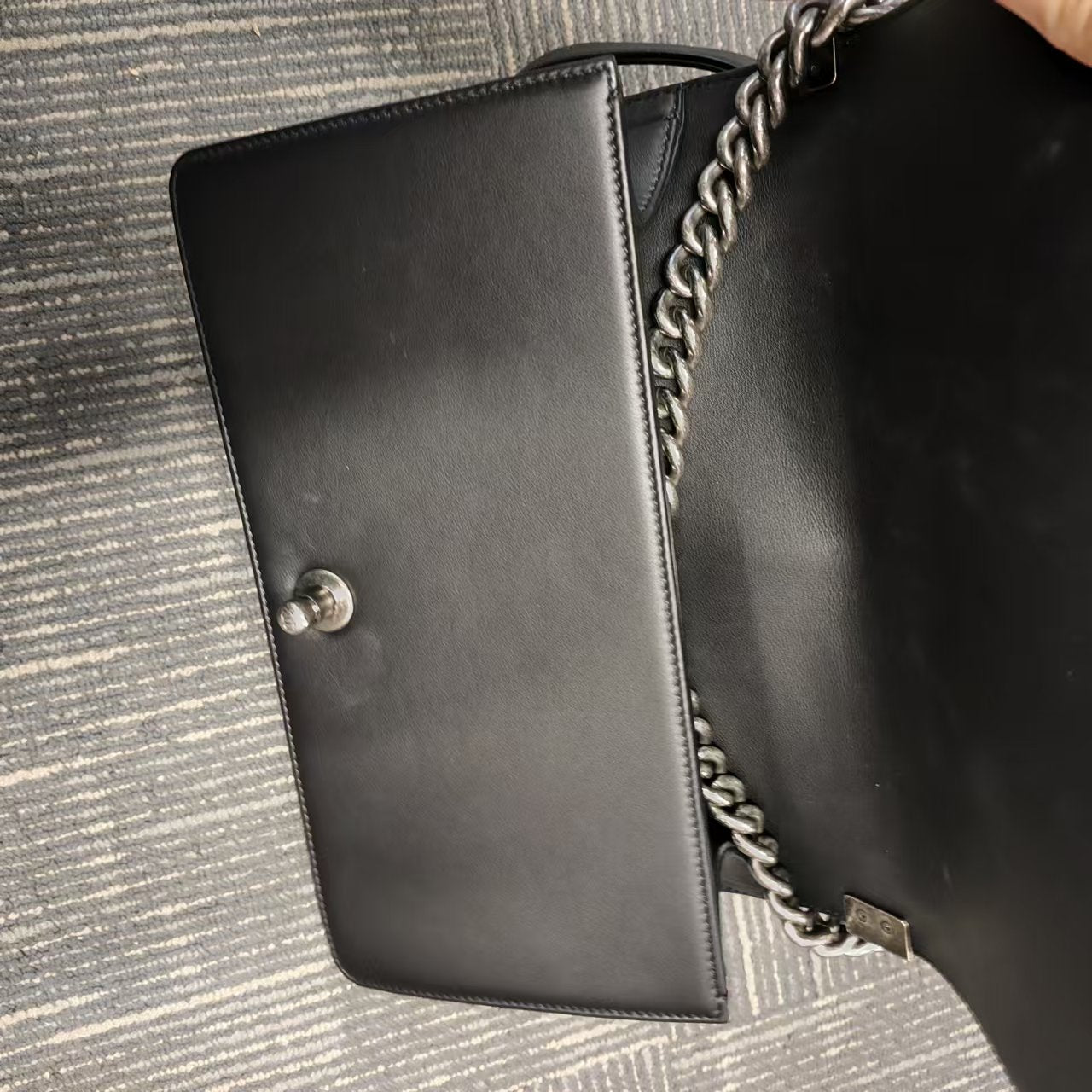 Good ( Rank AB)｜CHANEL Lamb Skin  LeBoy Chain Shoulder Bag Medium Black Made In 2019 Year