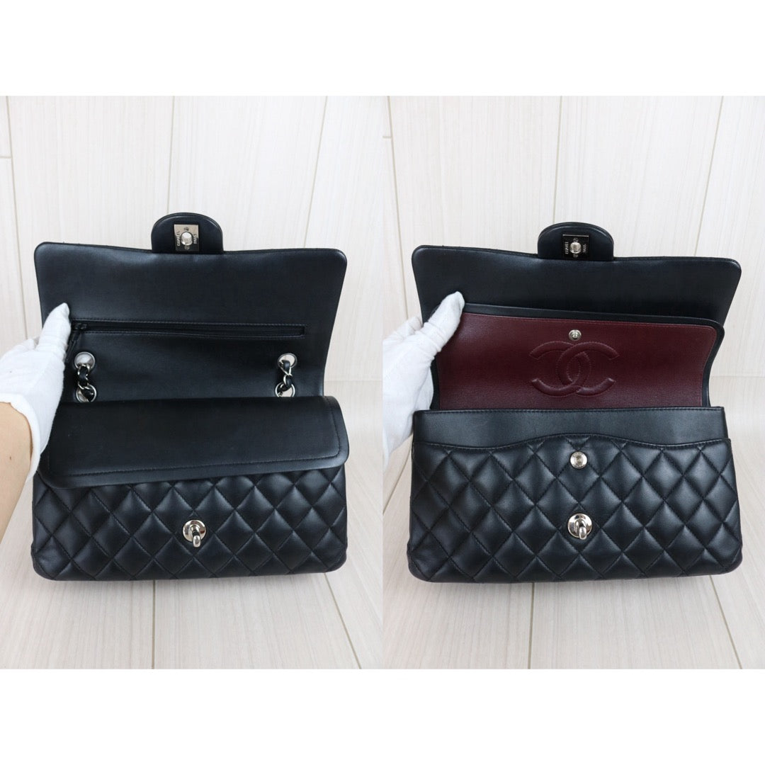 Include Entrupy Certificate of Authenticity｜Very Good ( Rank A)｜ CHANEL Lamb Skin Matrasse Chain Double Flap 25 Shoulder Bag  Black Made In 2021-2022Year｜S26052207