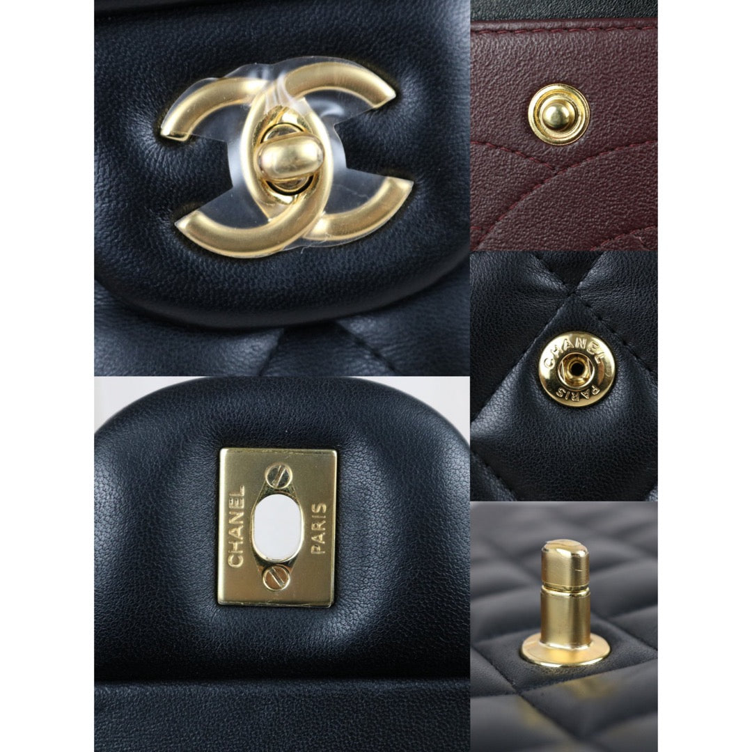 Include Entrupy Certificate of Authenticity｜Good ( Rank AB)｜ CHANEL Matrasse Chain Lamb Skin Jumbo Black  Made In 2015-2016 Year｜S26041401