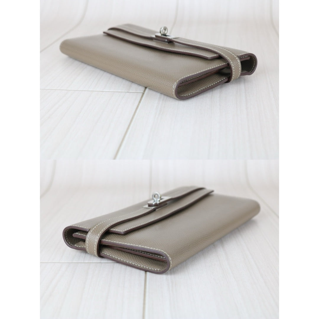 Very Good ( Rank A)｜ HERMES Epsom Kelly Wallet Etoupe Gray □N Stamp Made In 2010 Year｜W25092603