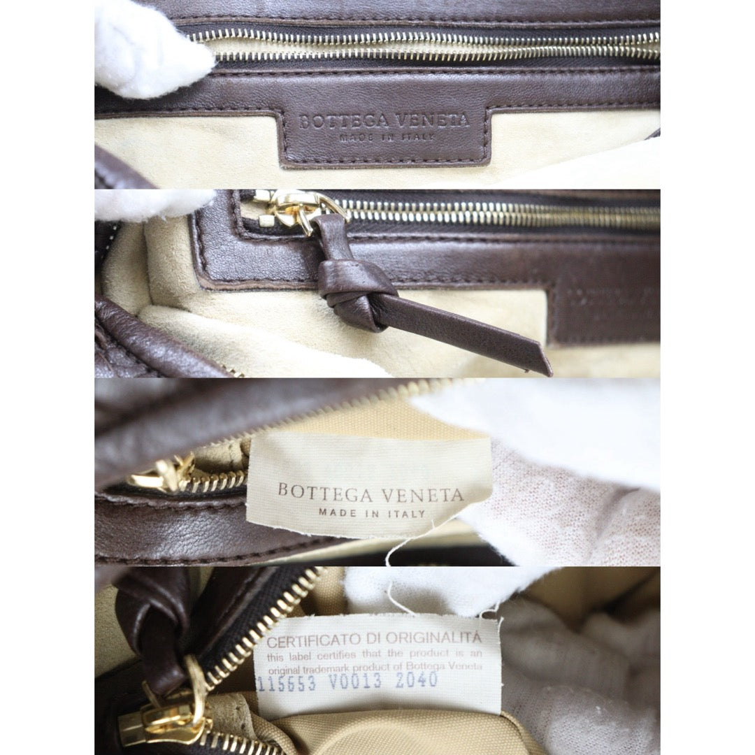 Good ( Rank AB)｜ Bottega Veneta Lamb Skin Braid Shoulder Bag Brown｜V25082211