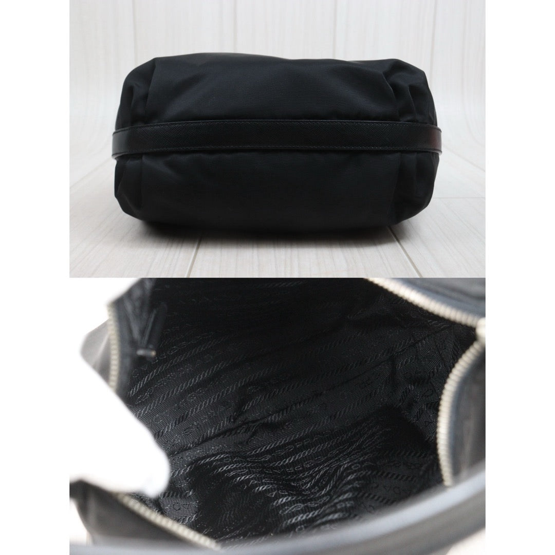 Include Entrupy Certificate of Authenticity｜Very Good ( Rank A) ｜Prada  Tessuto Nylon Hobo Shoulder Bag Black ｜26091101
