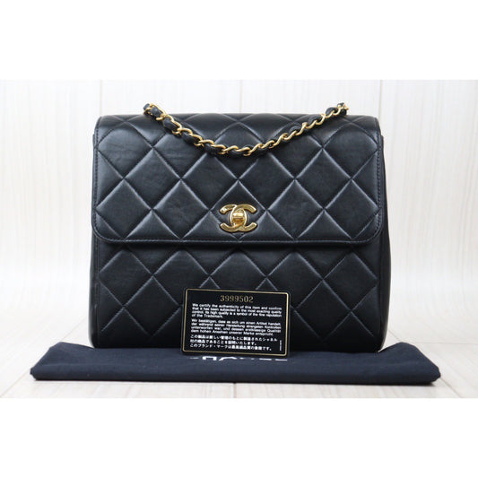 Rank A｜ CHANEL Black Lanbskin Square 25 Shoulder Bag Made In 1994～1996Year ｜24070504