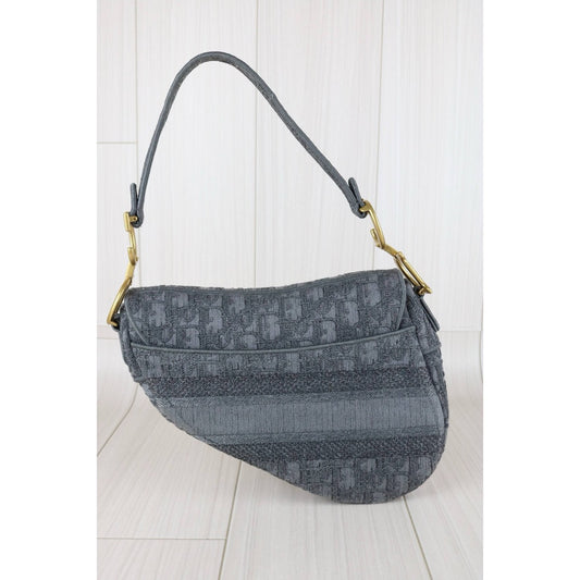 Include Entrupy Certificate of Authenticity｜Very Good ( Rank A) ｜Dior Trotter Saddle Obique Gray Shoulder Bag Medium｜S25103005