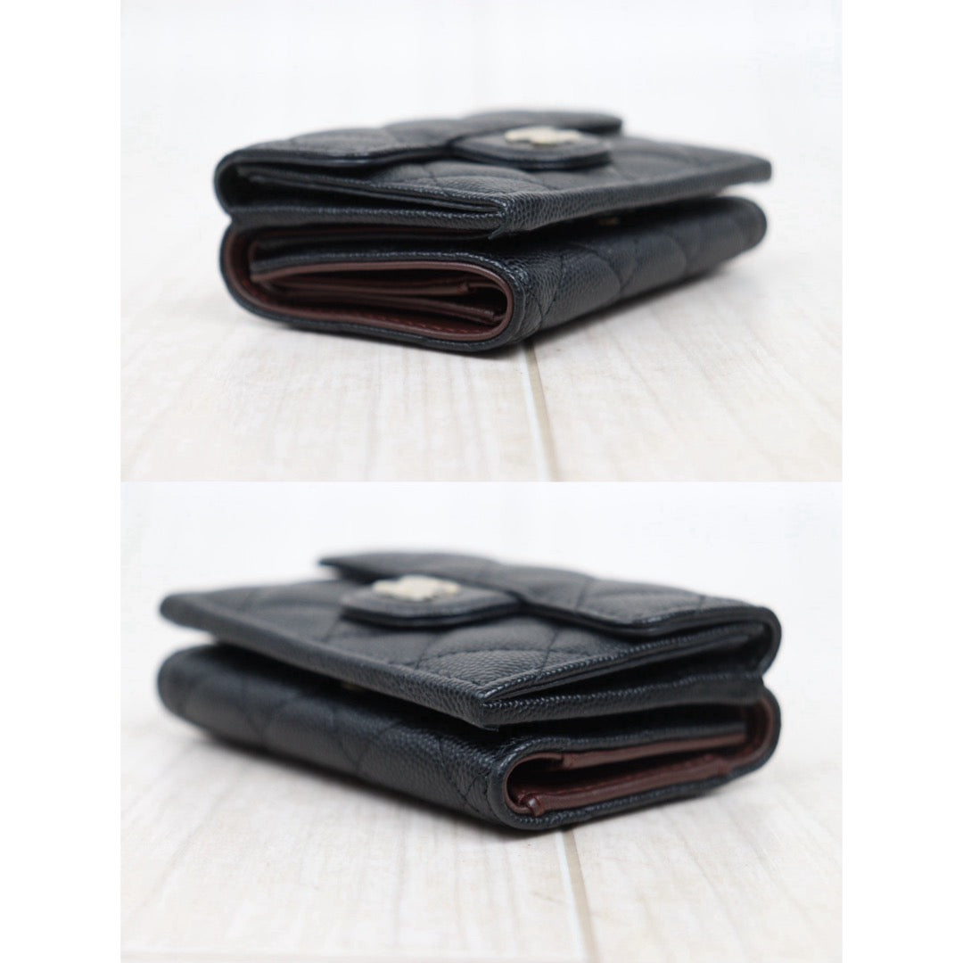 Very Good ( Rank A)｜Chanel Caviar Skin Black Wallet Made In 2019-2020Year ｜25042413