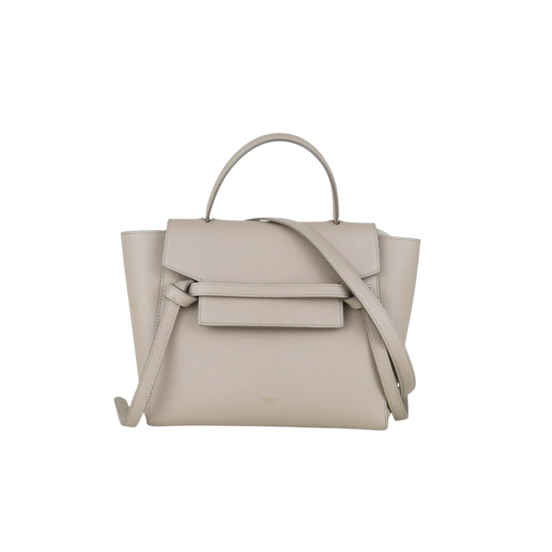 Very Good ( Rank A)｜CELINE Calf Leather Belt Micro Handbag Shoulder Bag Beige｜S25051303