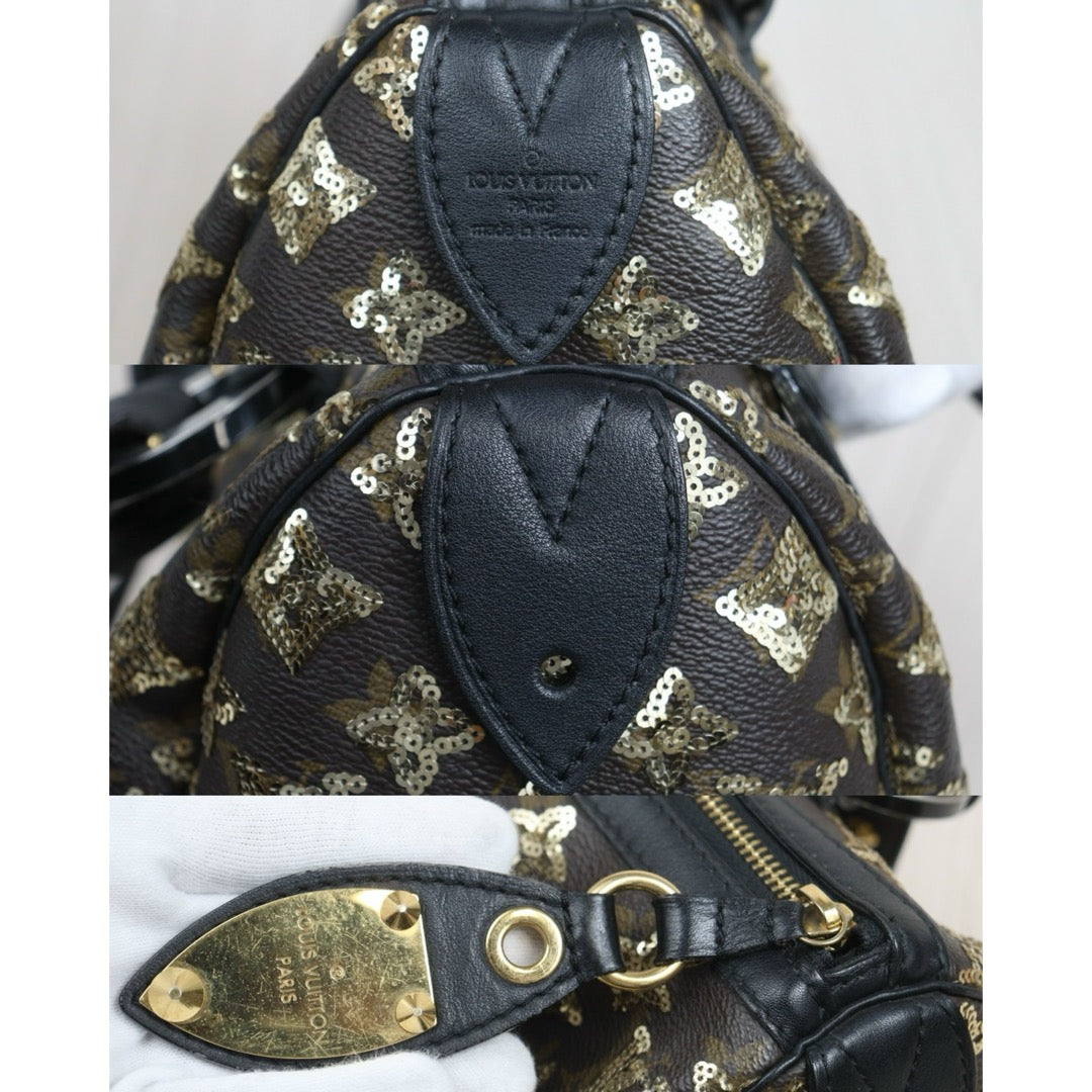 Include Entrupy Certificate of Authenticity｜Good ( Rank AB) ｜ Louis Vuitton Monogram Sequin Mixed leather Speedy 30 Hand Bag ｜S26080618