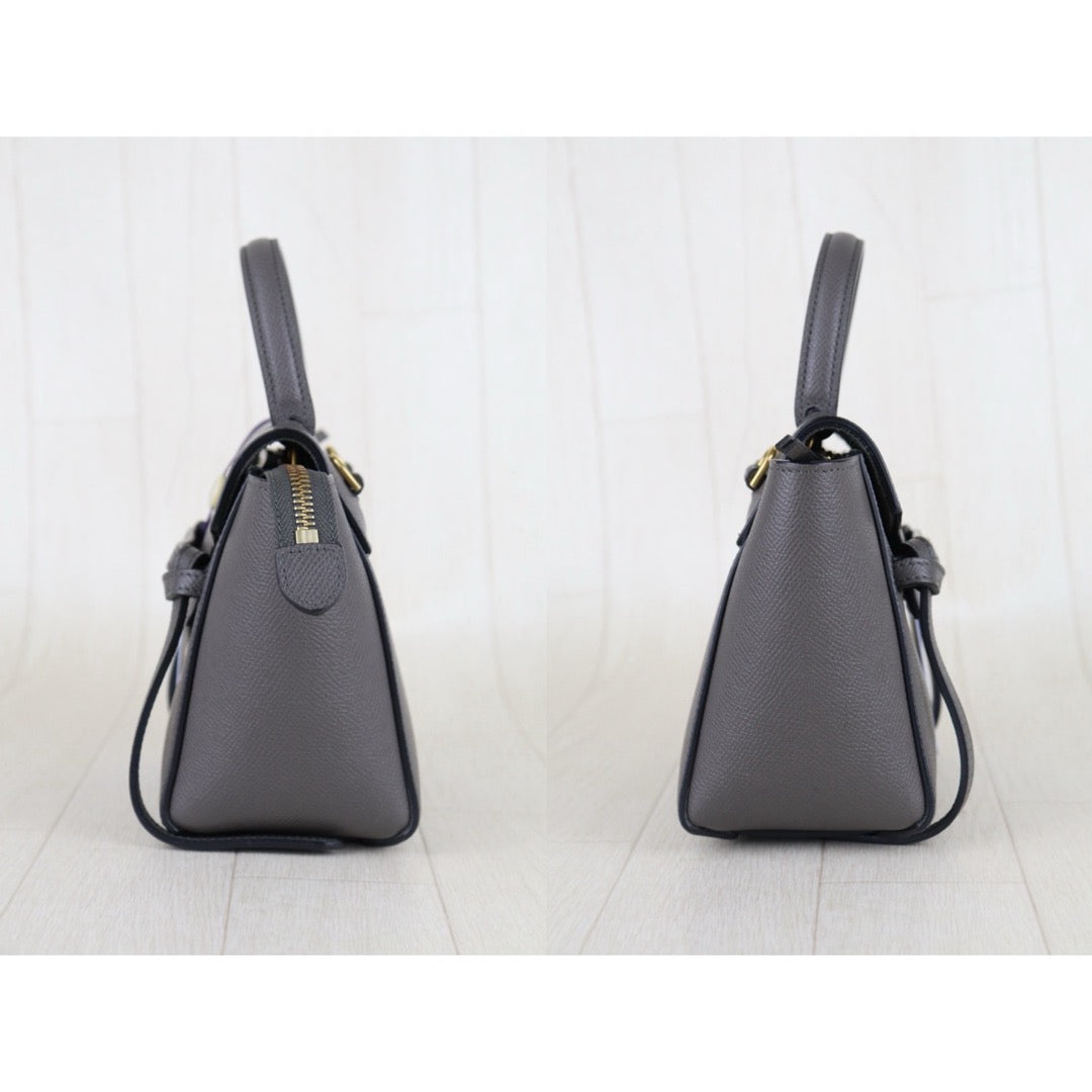 Very Good ( Rank A)｜CELINE Calf Leather Belt Pico Handbag Shoulder Bag Etoupe Gray｜S25121505