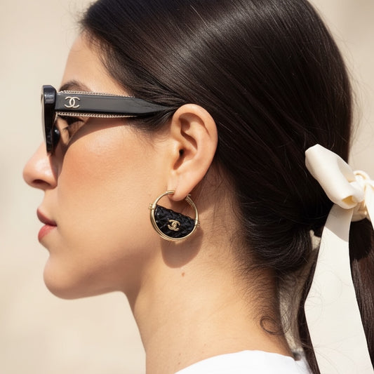 Include Authentic Detective Certificate of Authenticity｜Very Good ( Rank A) ｜ CHANEL B23C Coco Mark Loop Earrings Made In 2023Year ｜S26050711
