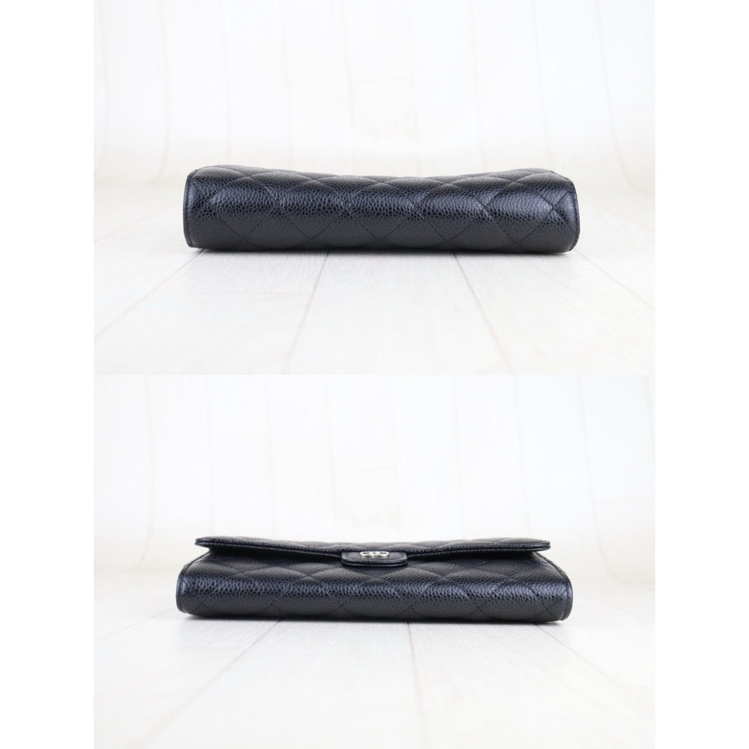 Very Good ( Rank A) ｜Chanel Caviar Skin Black  Wallet Made In 2017 Year ｜S25101101
