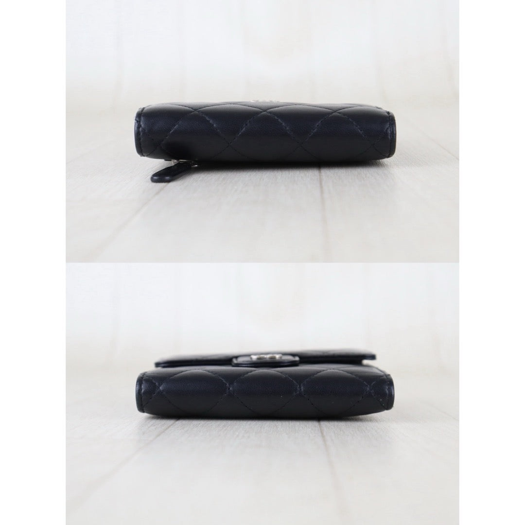 Include Entrupy Certificate of Authenticity｜Good ( Rank AB)｜CHANEL Lamb Skin Black Wallet Made In 2016 Year｜S26073112