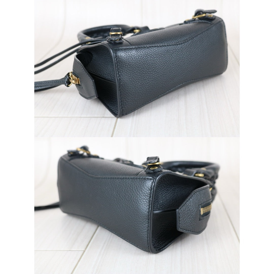 Very Good ( Rank A)｜Balenciaga Calf Leather Mini Neo Classic City Black HandBag Shoulderbag｜S25110331