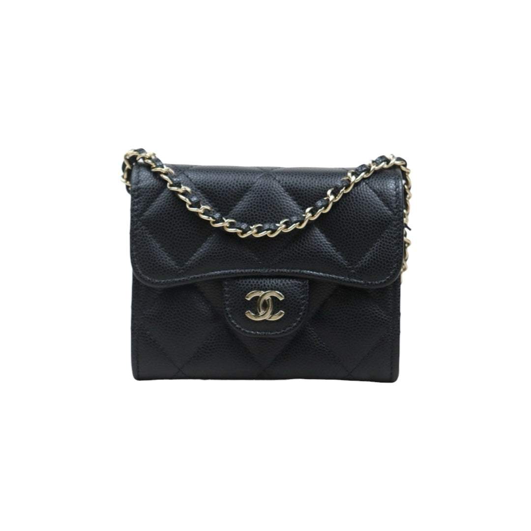 Excellent（Rank SA）｜CHANEL Caviar Skin Matelasse  Chain Mini WOC Black  Made in 2021-2022 Year ｜S25071004