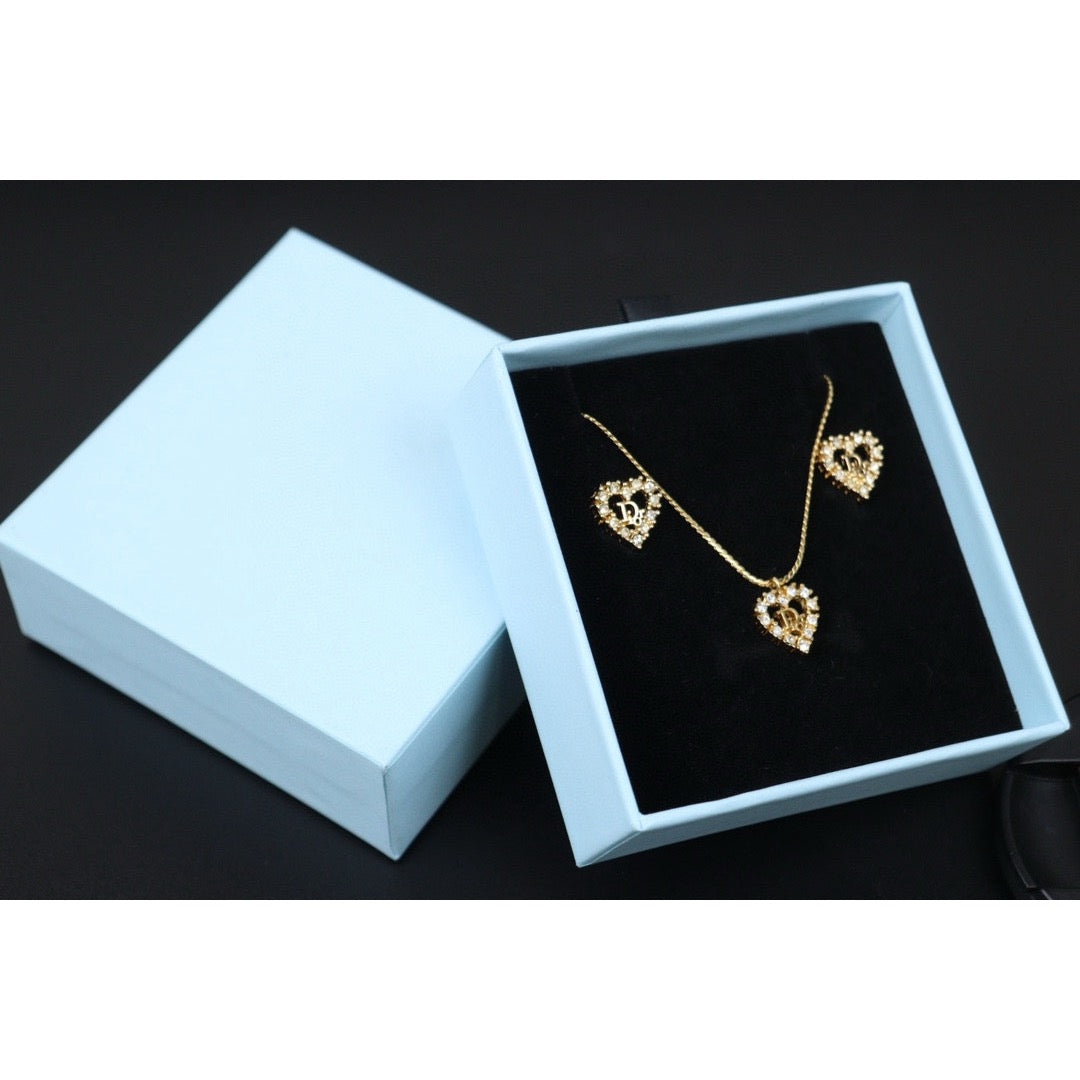 Very Good ( Rank A)  ｜ Dior CD Rhinestone Necklace Earring Set ｜24103113