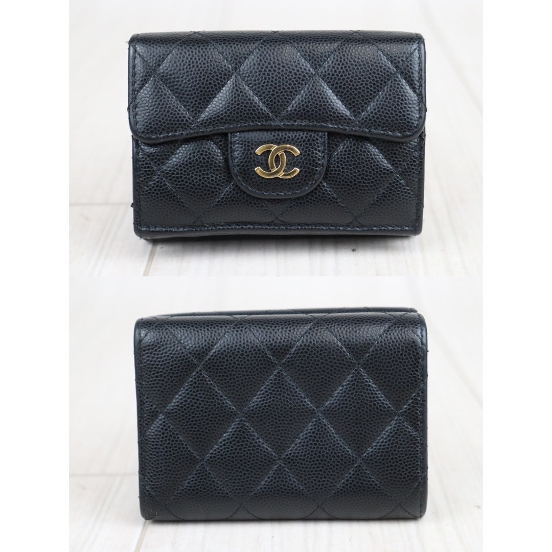 Rank A ｜Chanel Caviar Skin Black Compact Wallet Made In 2023 Year｜23101801