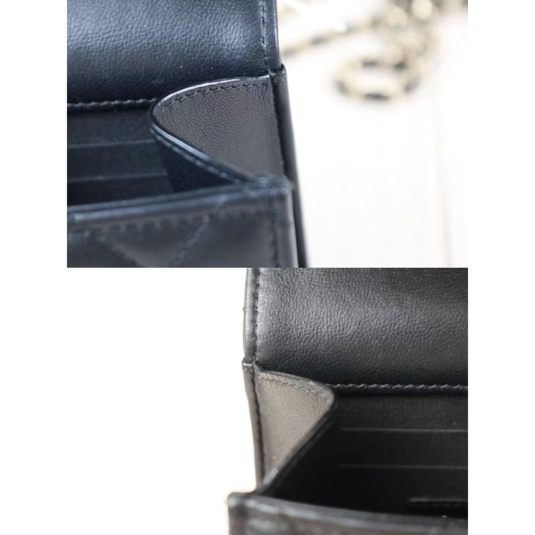 Include Entrupy Certificate of Authenticity｜Very Good ( Rank A)｜ CHANEL Matelasse Chain Lamb Skin Trandy CC mini Box Black Made In 2021-2022Year ｜S26060113