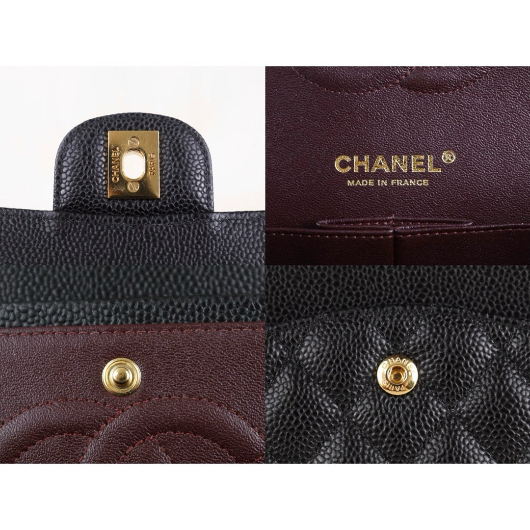 Include Entrupy Certificate of Authenticity｜Very Good ( Rank A)｜ CHANEL Caviar Skin Matrasse Chain Double Flap 25 Shoulder Bag  Black Made In 2014Year｜S26072546