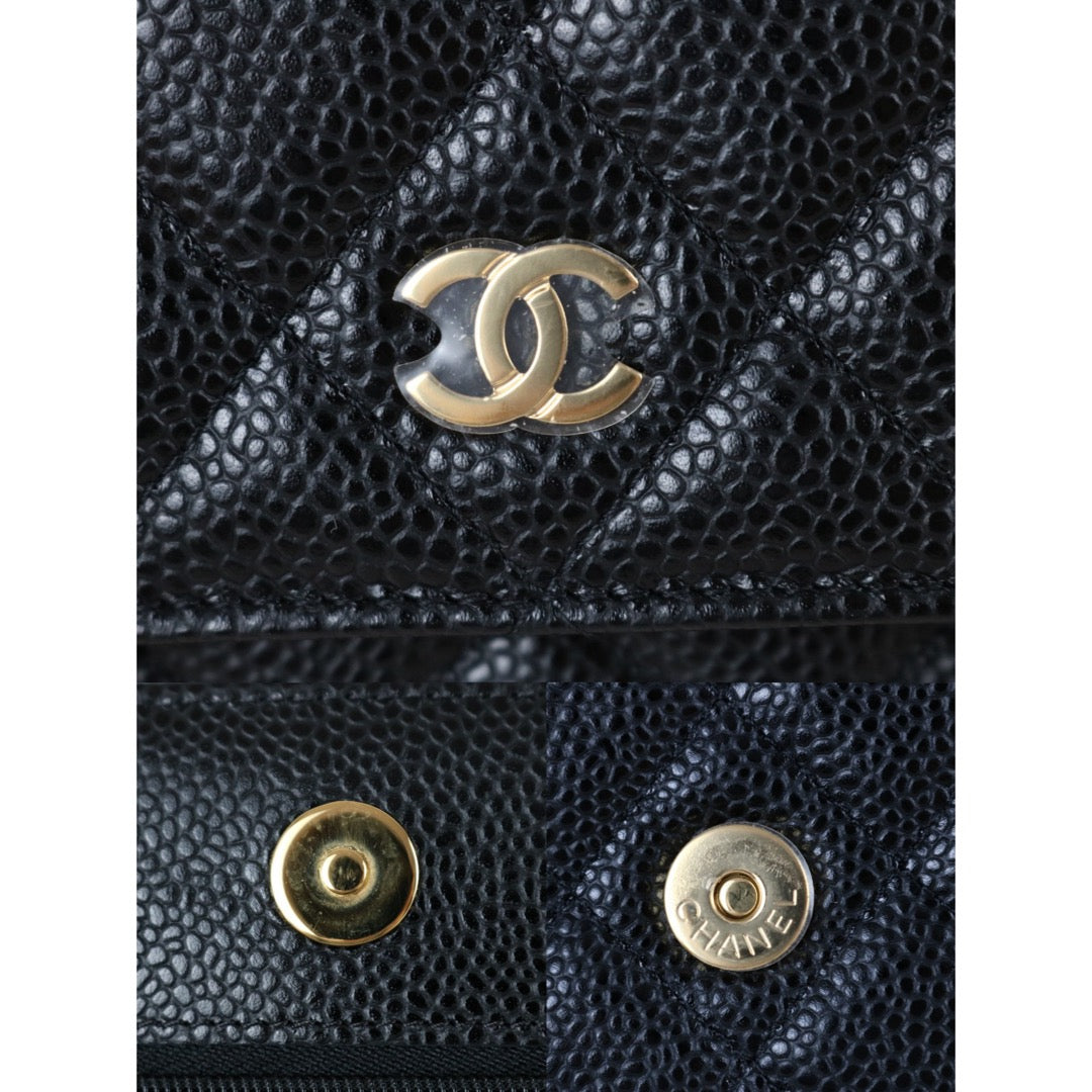Include Entrupy Certificate of Authenticity｜Excellent（Rank SA）｜Full Set CHANEL Caviar Skin WOC 19 Chain Bag Black Made In 2020Year｜S26073001