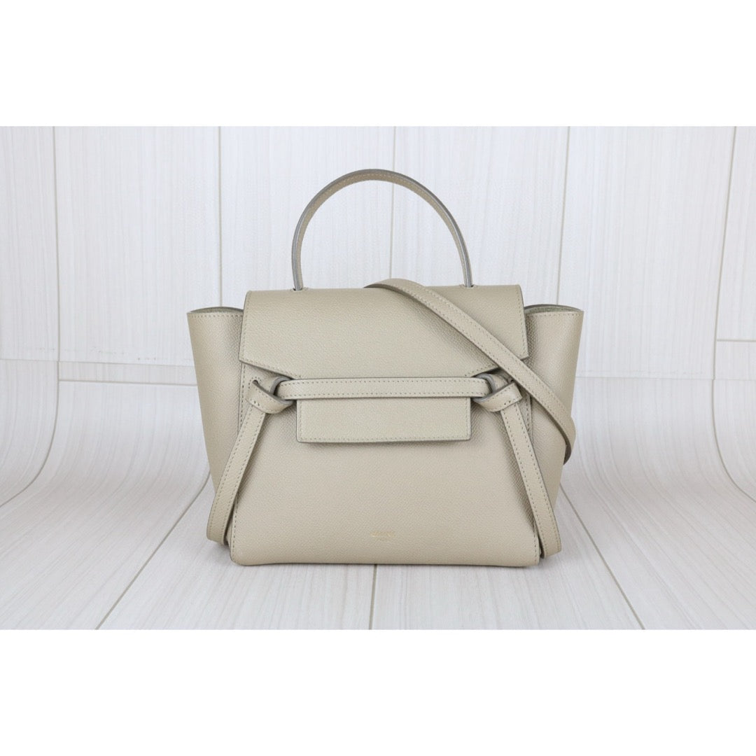 Very Good ( Rank A)｜CELINE Leather Calf Belt Nano Handbag Shoulder Bag Beige｜B25041506