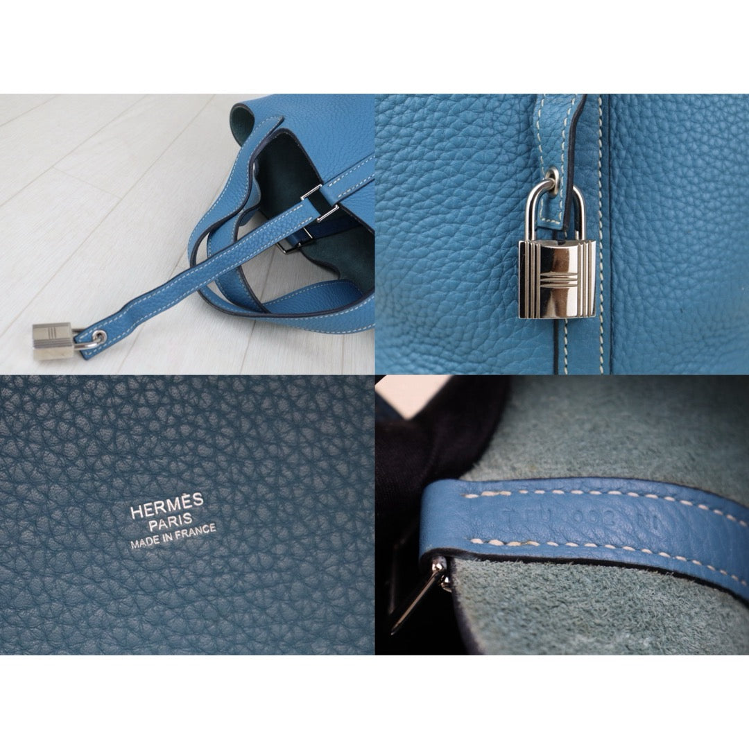 Good ( Rank AB)｜ Hermes Picotin Lock 18 TC Leather HandBag Blue T Stamp Made In 2015 Year｜H25081802